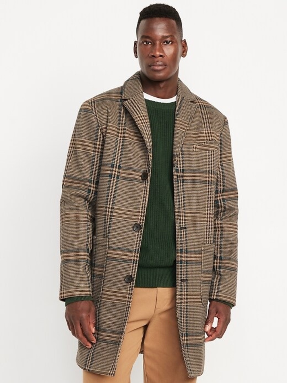 NWT Old Navy Plaid Overcoat – Classic Tailored Style | Size XXXL